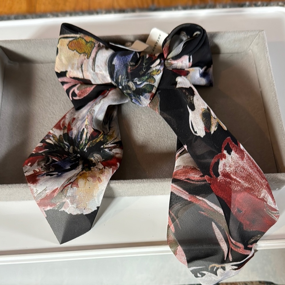 Floral Black Bow Hair Clip